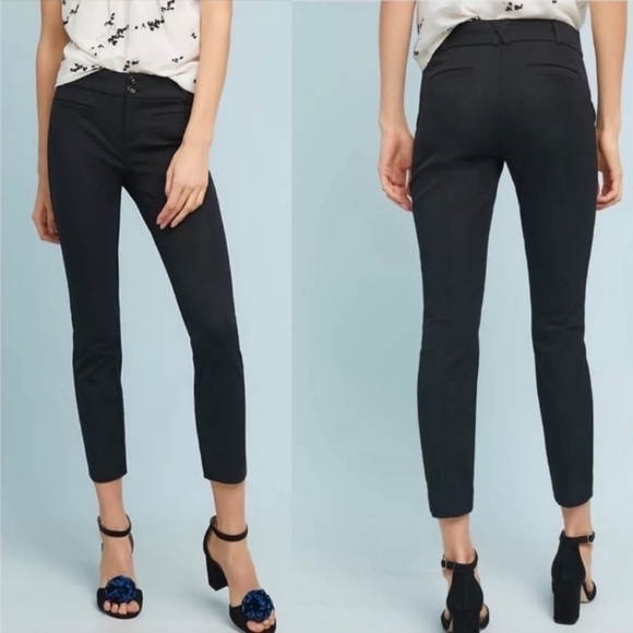 Anthropologie Essential Slim Stretch Trouser Black Size 8 - Picture 1 of 15
